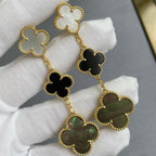 Loco CLOVER 3 MOTIF MOP ONYX DARK MOP PINK GOLD EARRINGS