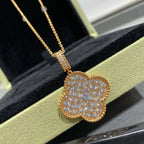 Loco CLOVER 25MM LARGE PEDANT DIAMOND PAVED LONG NECKLACE