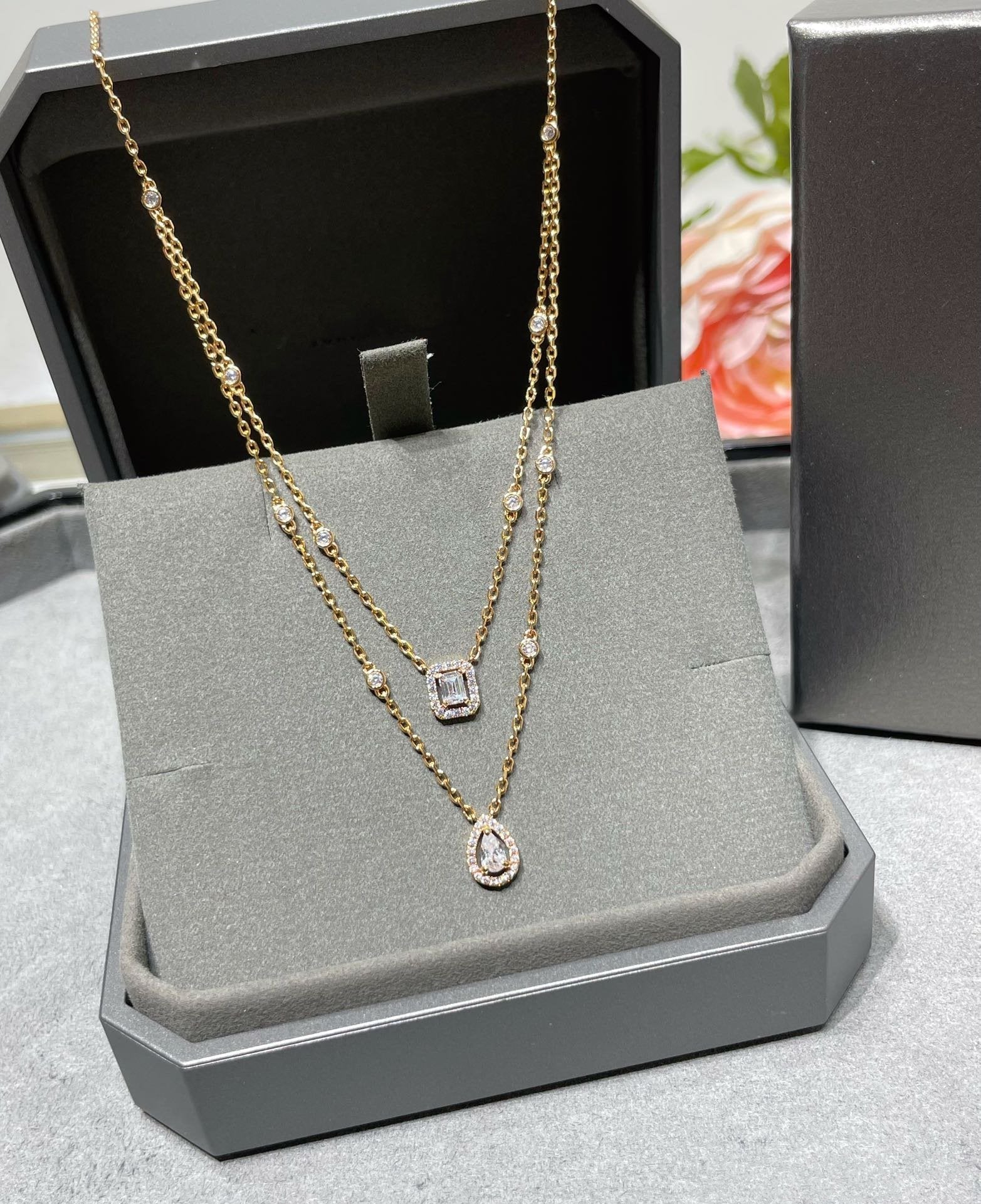 [Loco jewelrys]MY TWIN 2 ROW DIAMOND NECKLACE