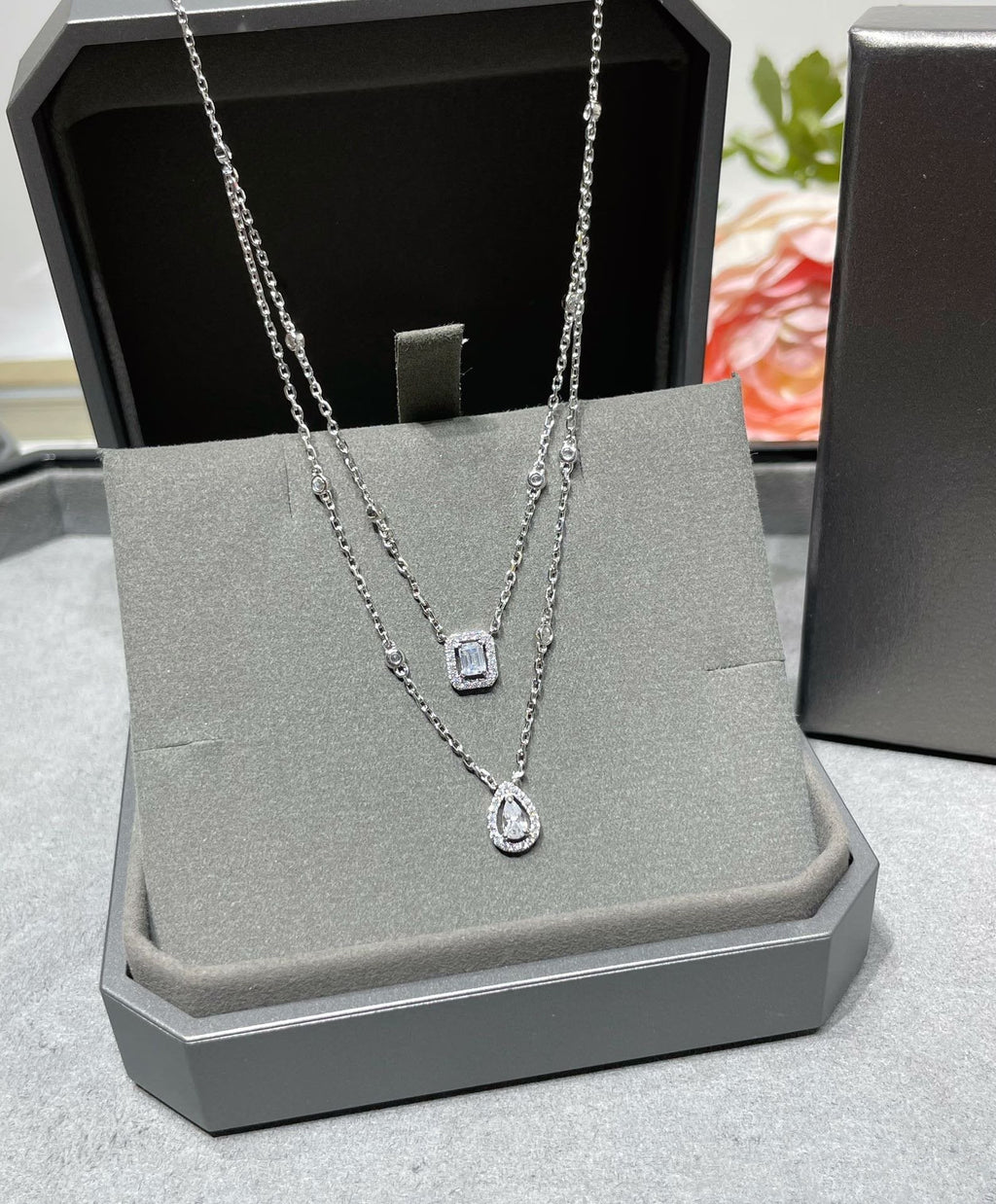[Loco jewelrys]MY TWIN 2 ROW DIAMOND NECKLACE
