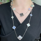 Loco CLOVER 16 MOTIF CHALCEDONY MOP SILVER NECKLACE