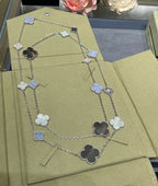 Loco CLOVER 16 MOTIF CHALCEDONY MOP SILVER NECKLACE