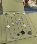 Loco CLOVER 16 MOTIF CHALCEDONY MOP SILVER NECKLACE