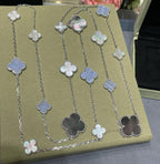 Loco CLOVER 16 MOTIF CHALCEDONY MOP SILVER NECKLACE