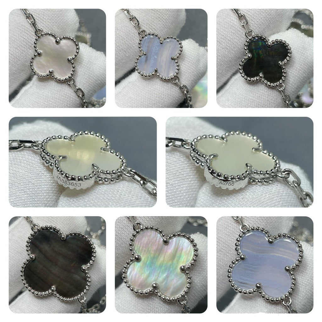Loco CLOVER 16 MOTIF CHALCEDONY MOP SILVER NECKLACE