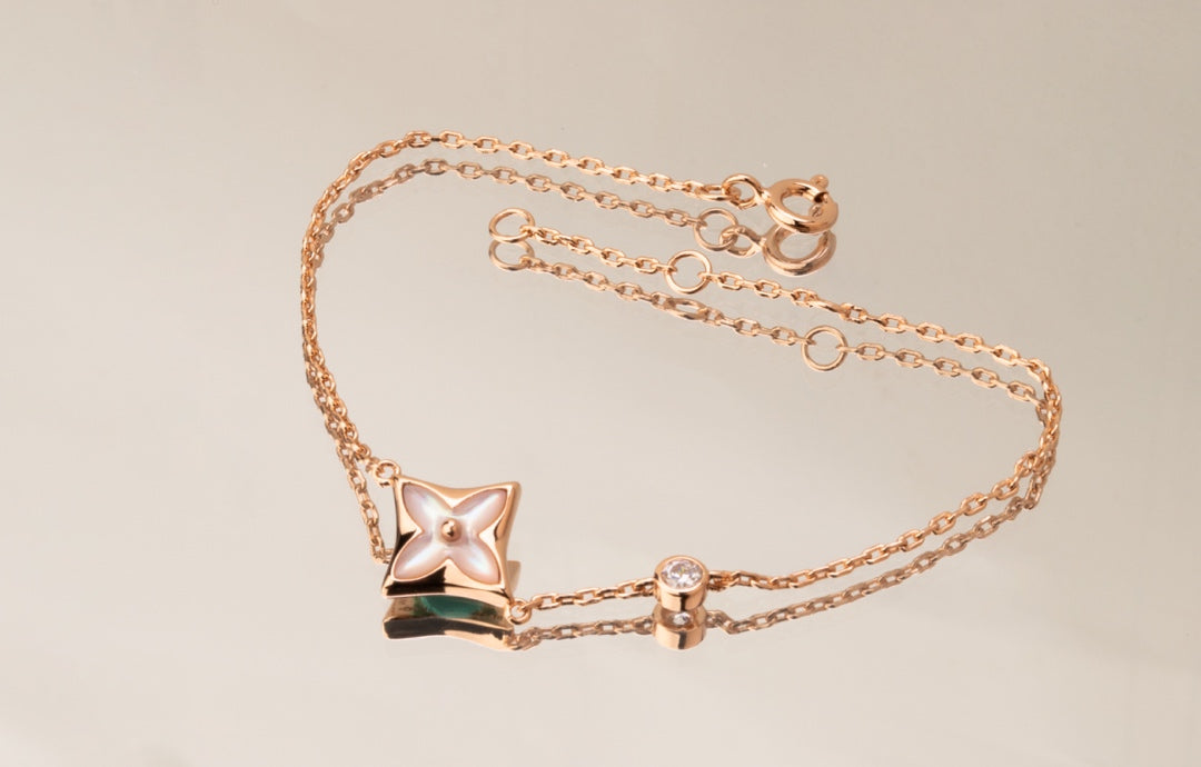 Loco STAR PINK MOP 1 DIAMOND PINK GOLD NECKLACE