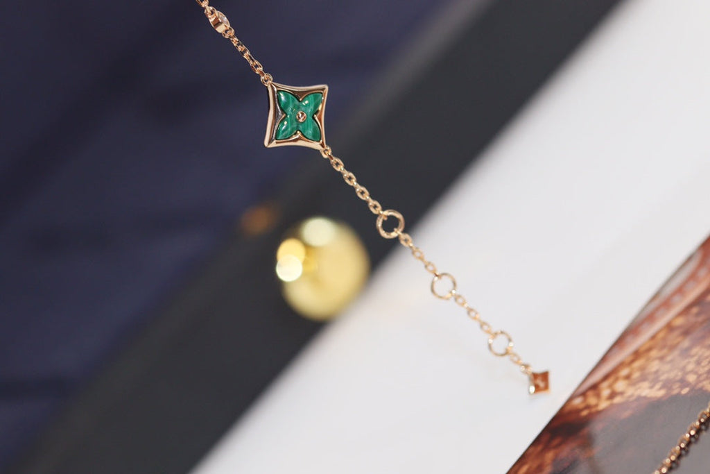 Loco STAR AND SUN 4 MOTIF PINK GOLD MALACHITE BRACELET
