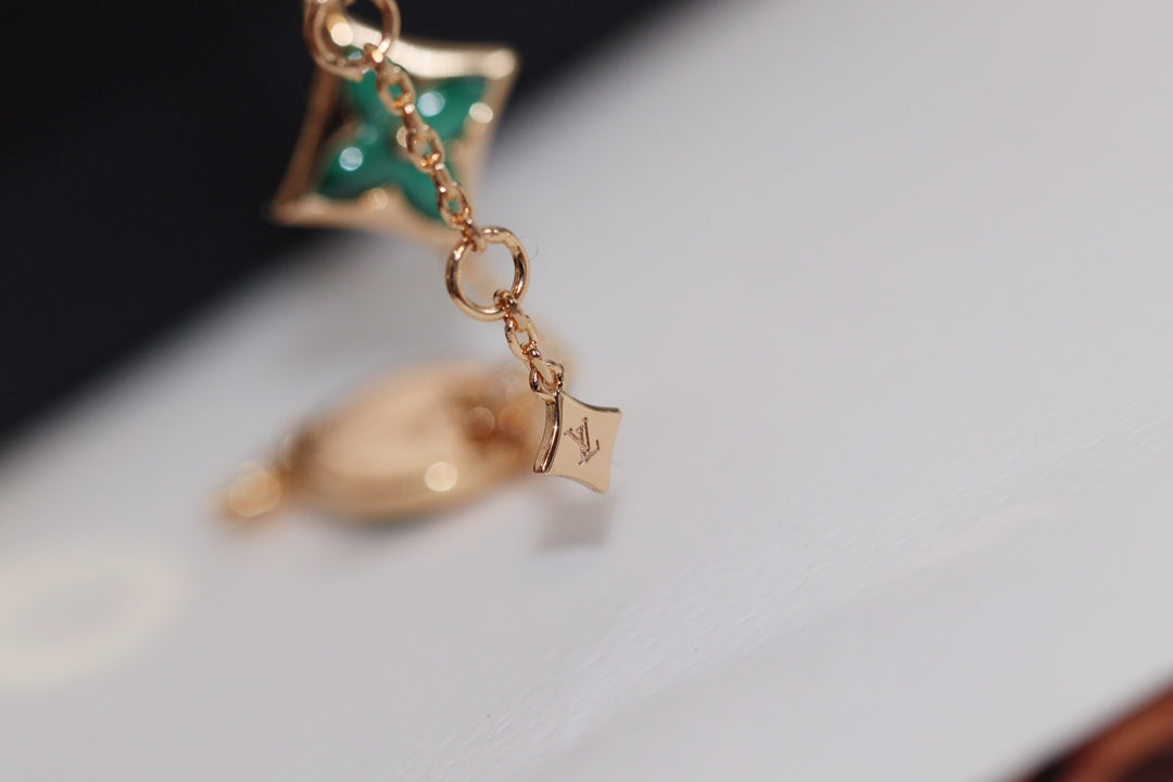 Loco STAR AND SUN 4 MOTIF PINK GOLD MALACHITE BRACELET