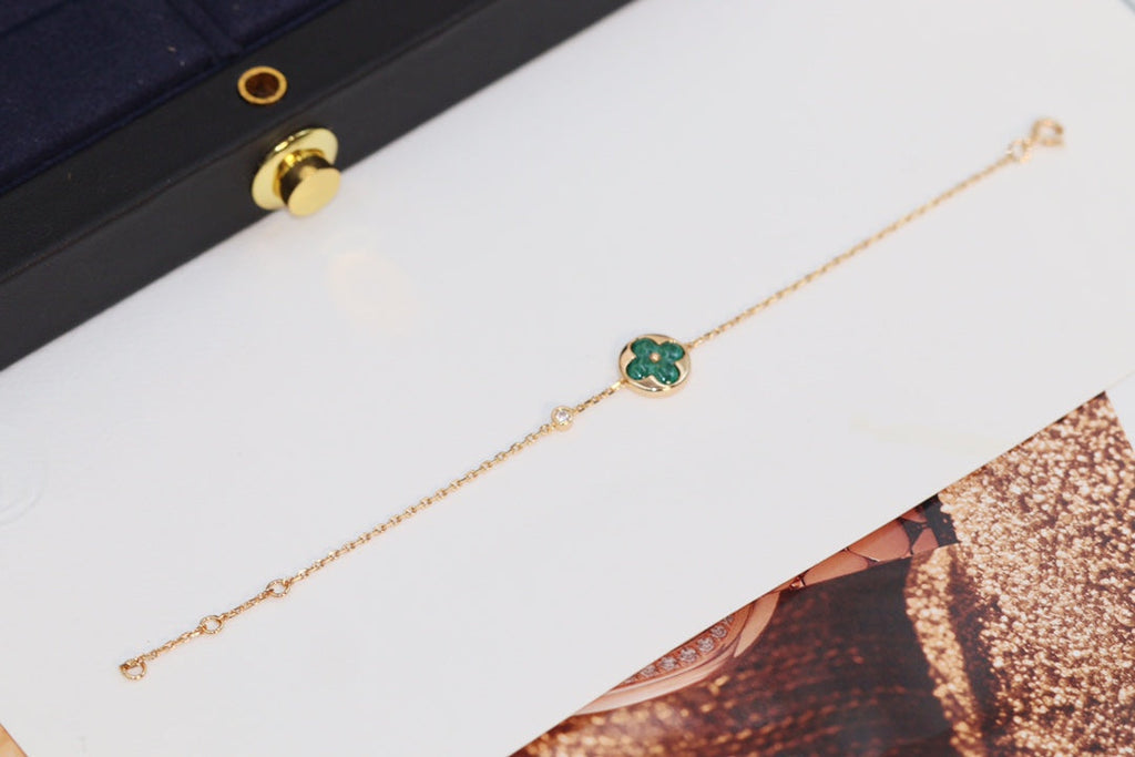 Loco STAR AND SUN 4 MOTIF PINK GOLD MALACHITE BRACELET