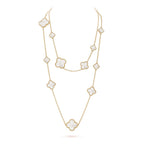 Loco CLOVER 16 MOTIF WHITE MOP GOLD NECKLACE
