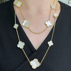 Loco CLOVER 16 MOTIF WHITE MOP GOLD NECKLACE
