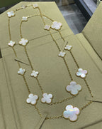 Loco CLOVER 16 MOTIF WHITE MOP GOLD NECKLACE