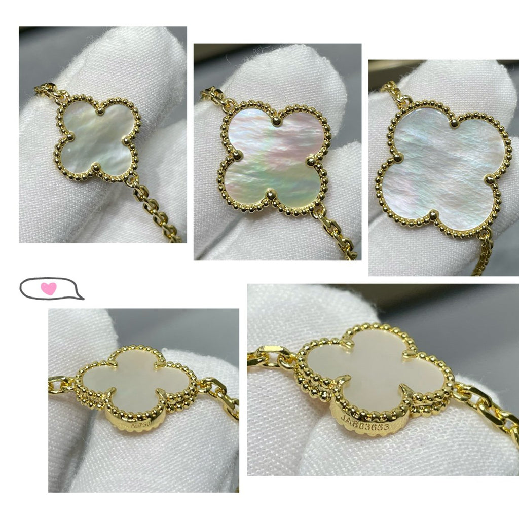 Loco CLOVER 16 MOTIF WHITE MOP GOLD NECKLACE