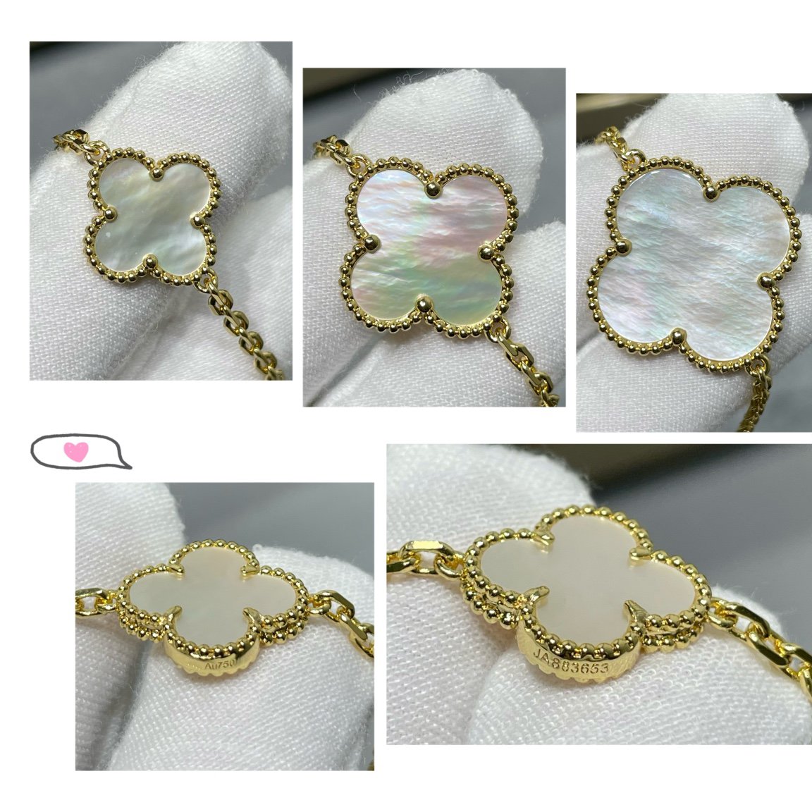 Loco CLOVER 16 MOTIF WHITE MOP GOLD NECKLACE