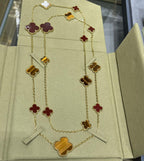Loco CLOVER 16 MOTIF CARNELIAN TIGER EYE ROSE GOLD NECKLACE