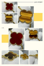 Loco CLOVER 16 MOTIF CARNELIAN TIGER EYE ROSE GOLD NECKLACE