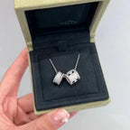 Loco PERLEE DOUBLE PENDANT SILVER DIAMOND NECKLACE