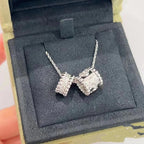 Loco PERLEE DOUBLE PENDANT SILVER DIAMOND NECKLACE
