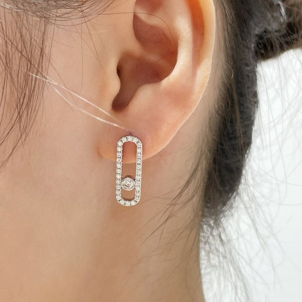 [Loco jewelrys]MOVE UNO STUD DIAMOND PAVED EARRINGS
