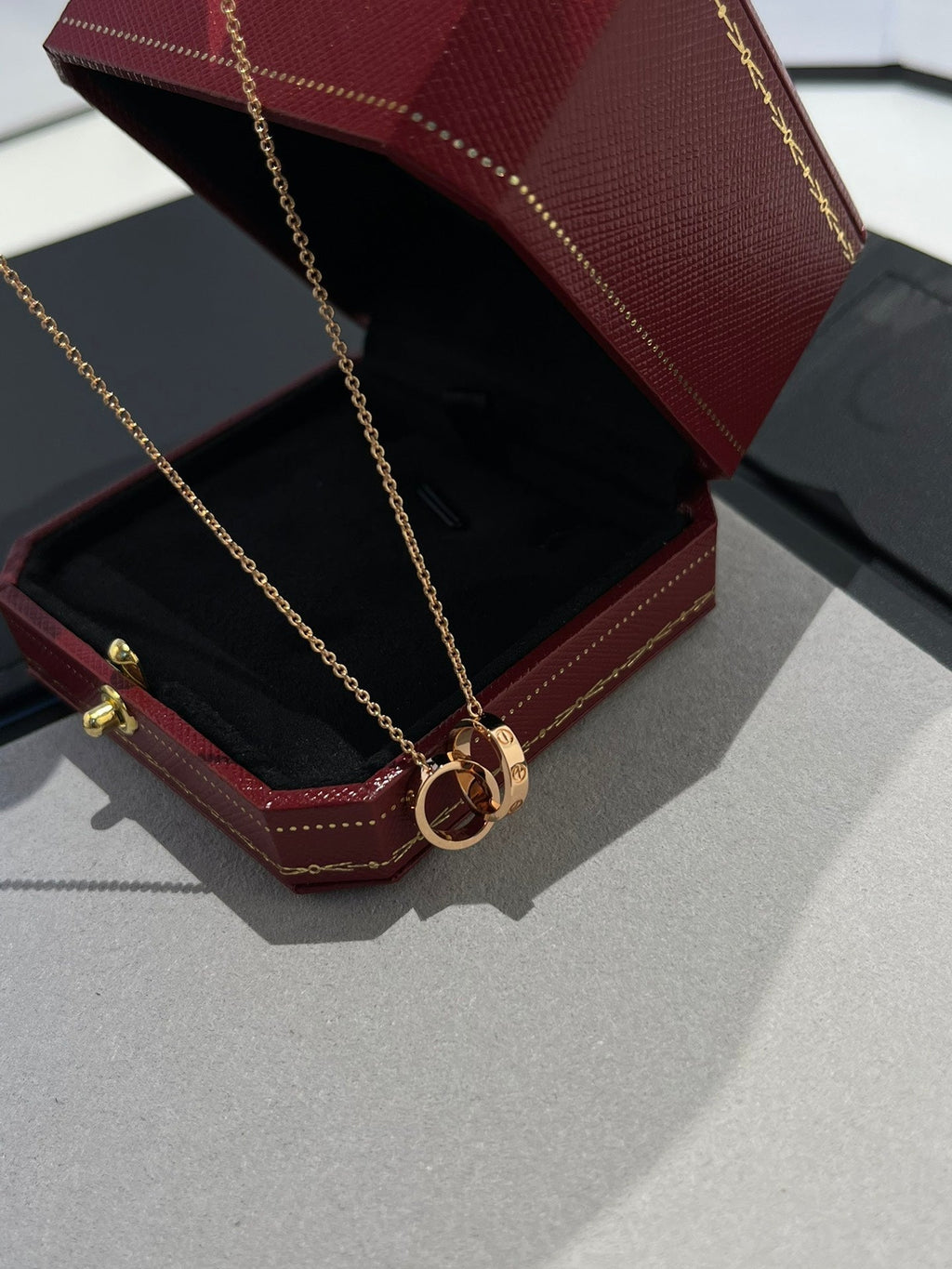 Loco LOVE NECKLACE DOUBLE RING PINK GOLD