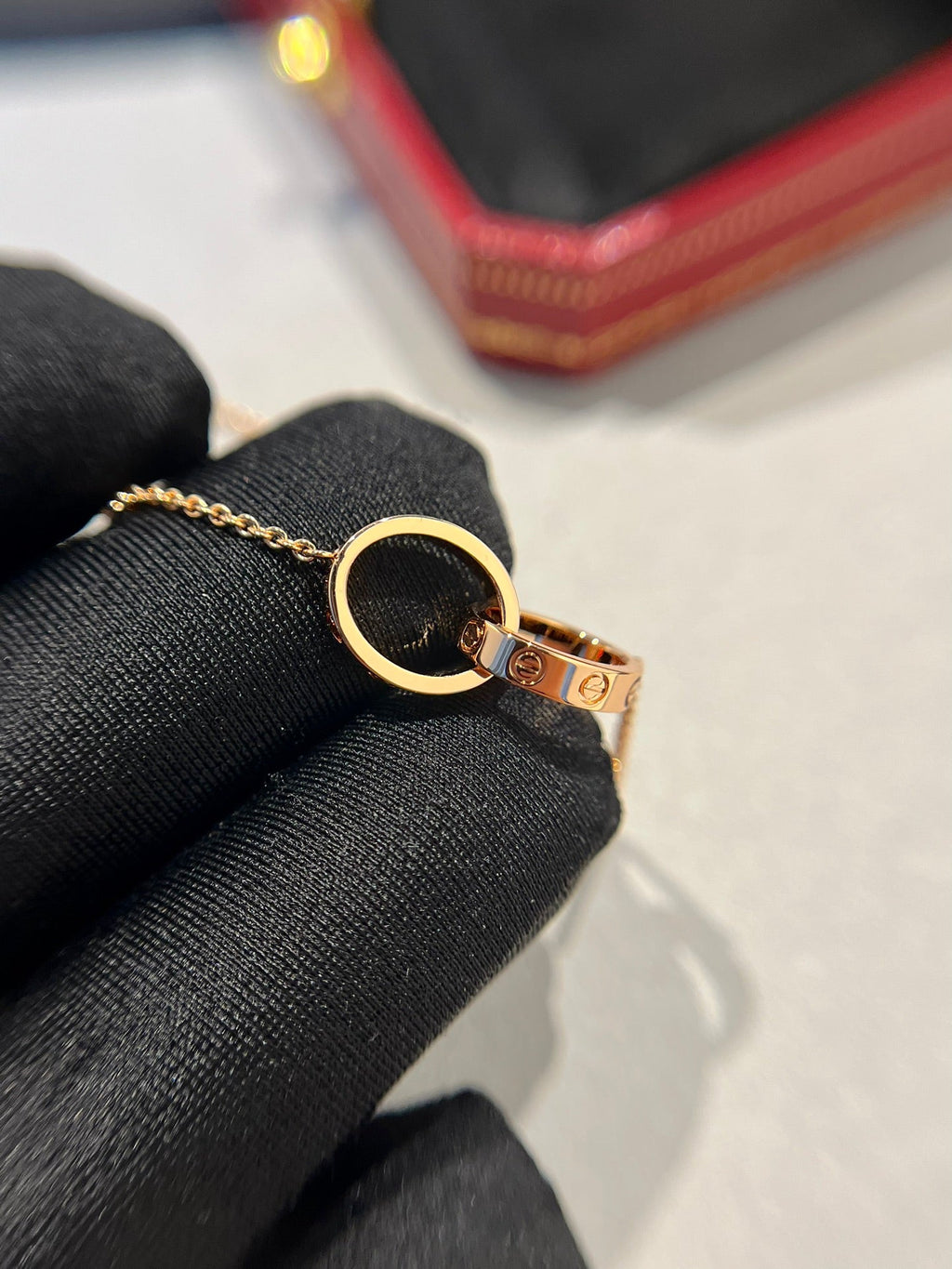 Loco LOVE NECKLACE DOUBLE RING PINK GOLD