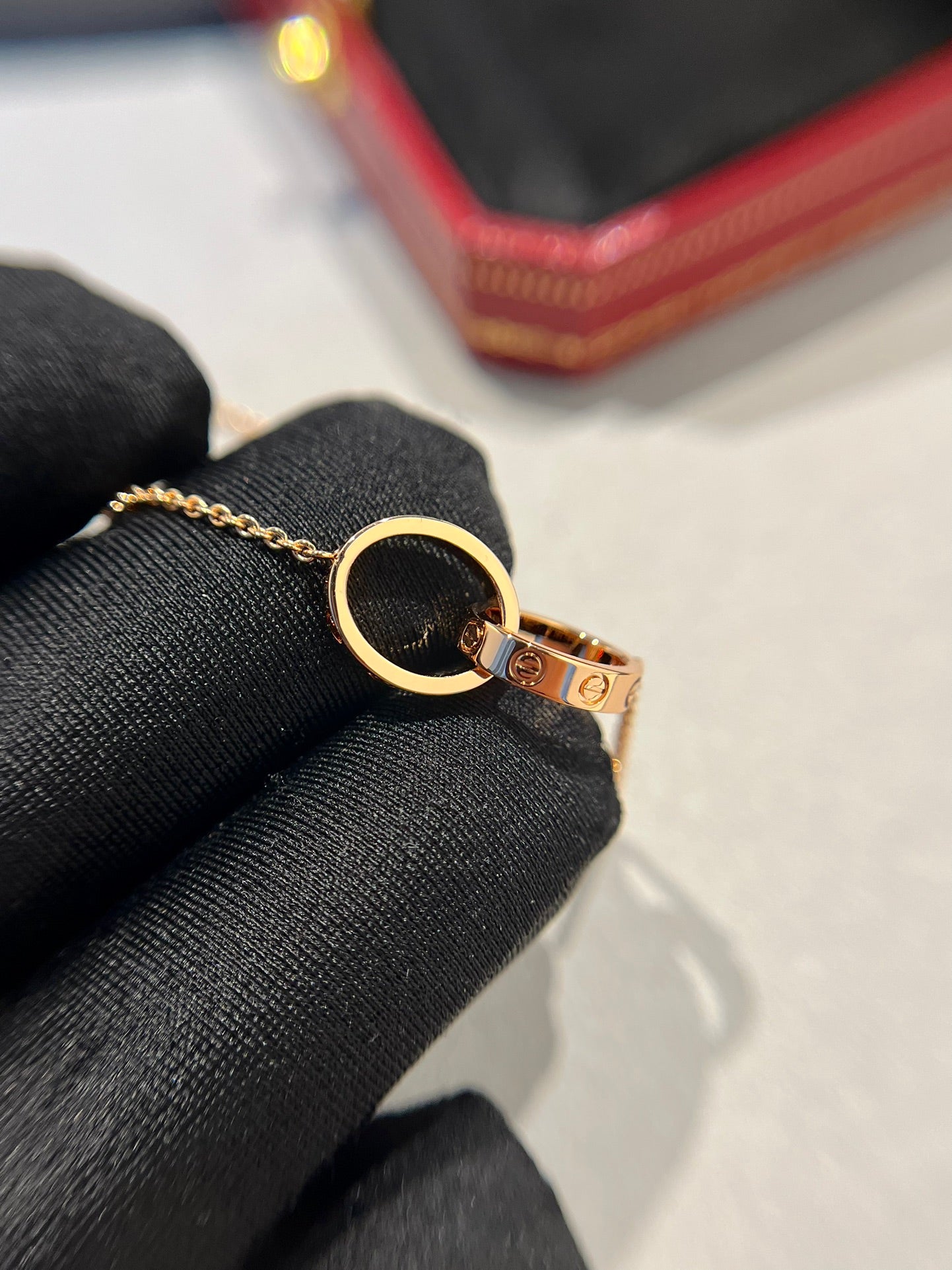 Loco LOVE NECKLACE DOUBLE RING PINK GOLD