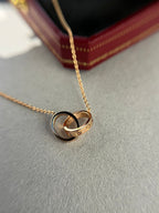 Loco LOVE NECKLACE DOUBLE RING PINK GOLD