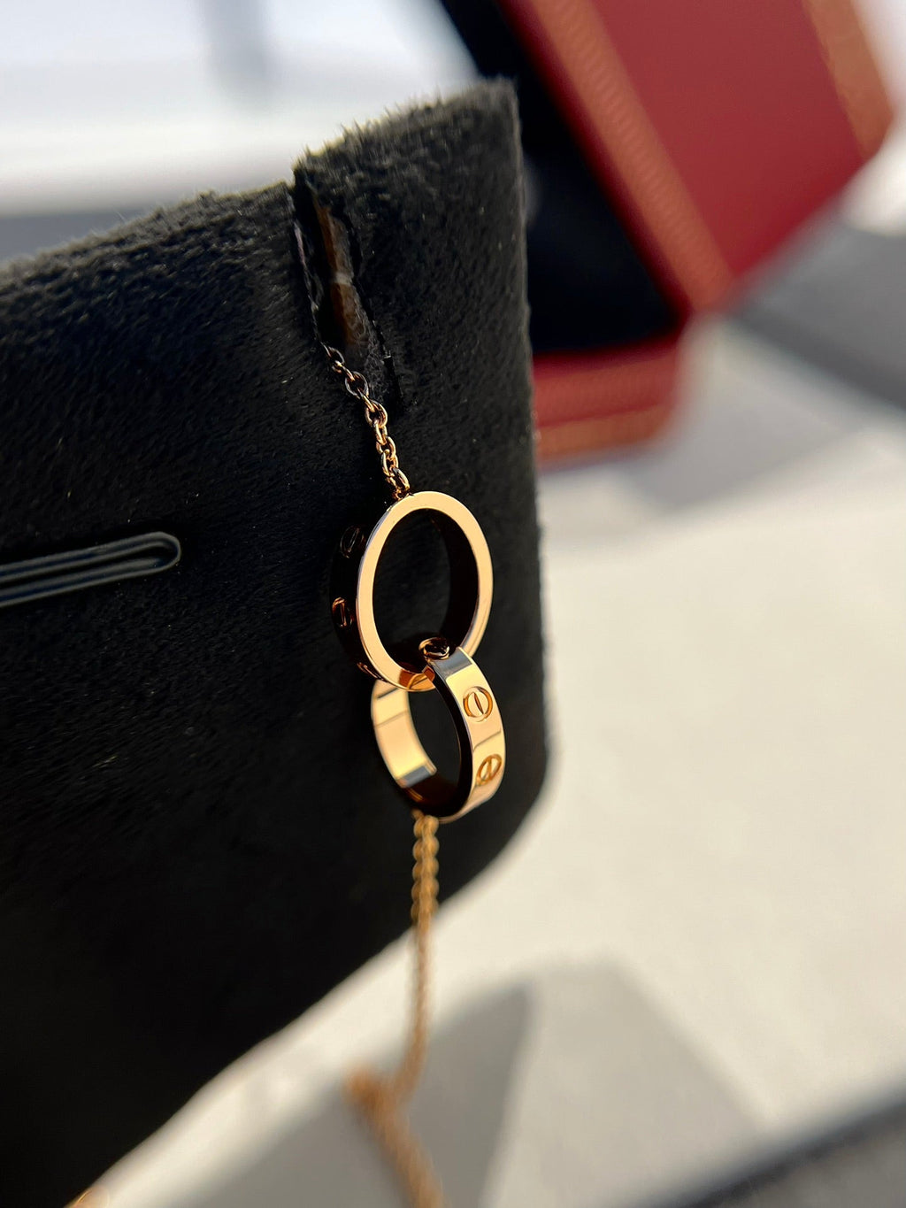 Loco LOVE NECKLACE DOUBLE RING PINK GOLD