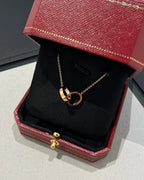 Loco LOVE NECKLACE DOUBLE RING PINK GOLD