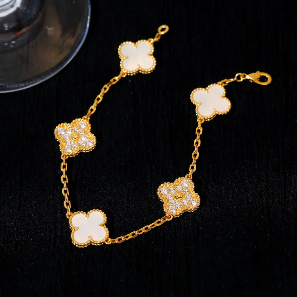 [Loco ]New CLOVER WHITE PEARL MOP 5 MOTIF BRACELET COLLECTION