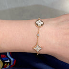 Loco STAR AND SUN 4 MOTIF WHITE MOP PINK GOLD BRACELET