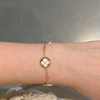 Loco STAR AND SUN 4 MOTIF WHITE MOP PINK GOLD BRACELET