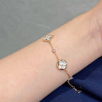 Loco STAR AND SUN 4 MOTIF WHITE MOP PINK GOLD BRACELET