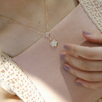 Loco STAR AND SUN WHITE MOP 2 MOTIF PINK GOLD NECKLACE