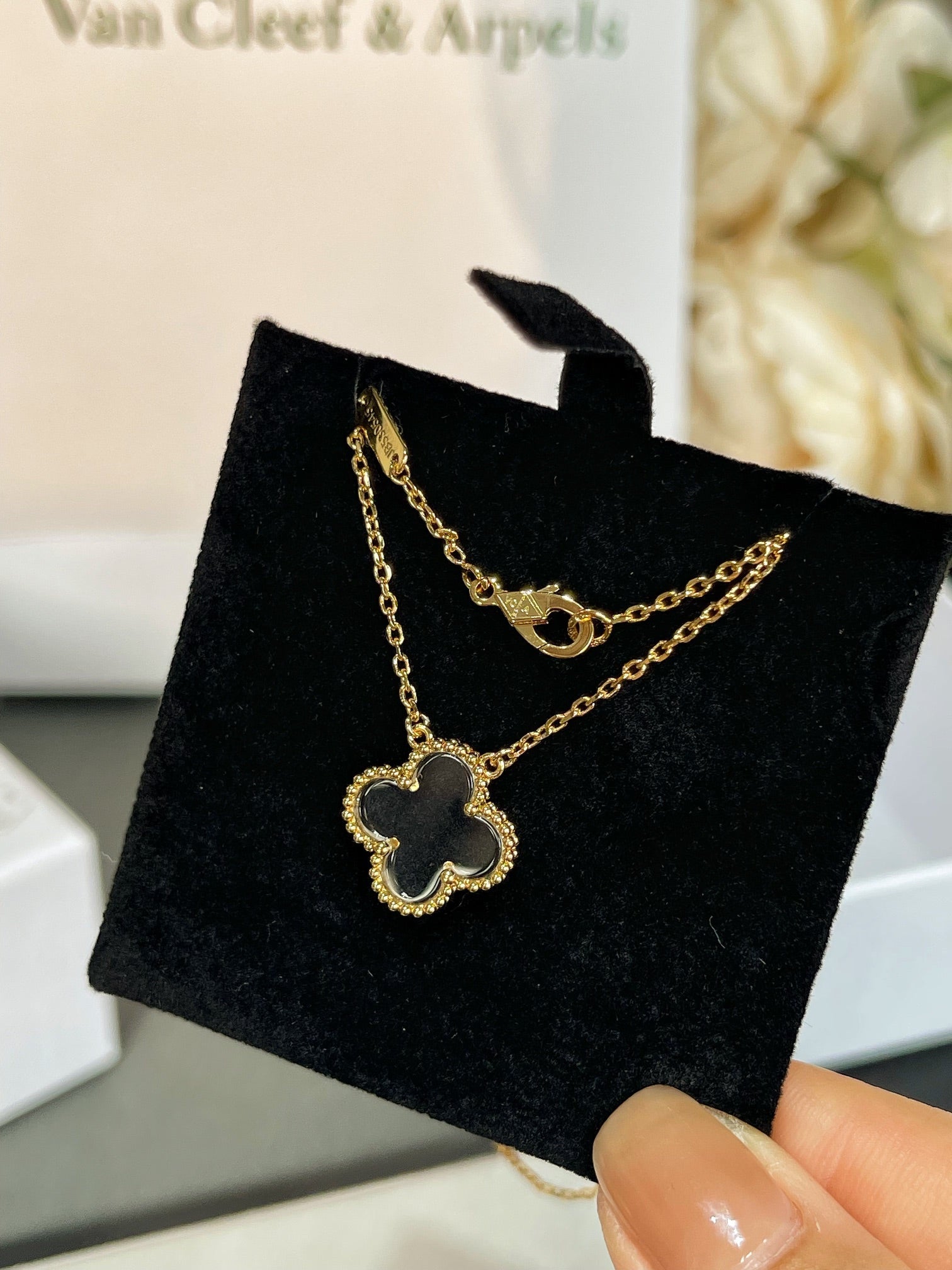 Loco CLOVER ROCK CRYSTAL ROSE GOLD NECKLACE