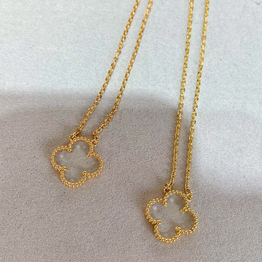 Loco CLOVER ROCK CRYSTAL ROSE GOLD NECKLACE