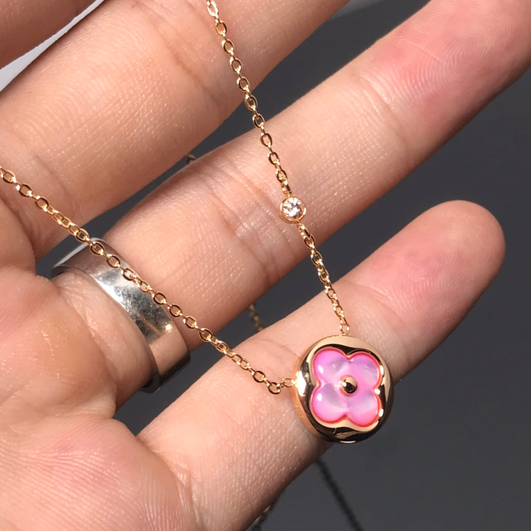 Loco COLOR BLOSSOM PINK MOP SUN GOLD NECKLACE