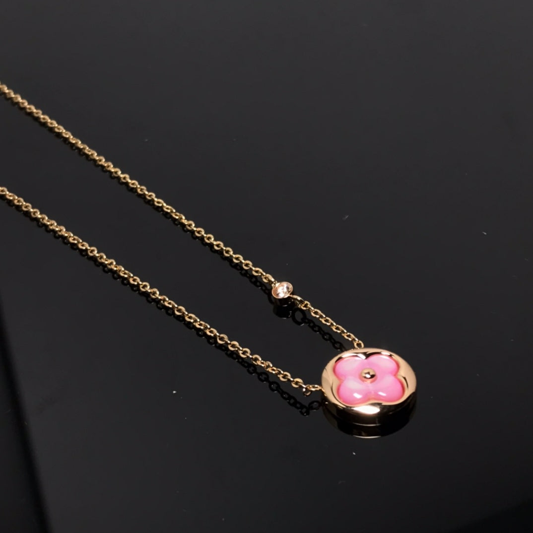 Loco COLOR BLOSSOM PINK MOP SUN GOLD NECKLACE