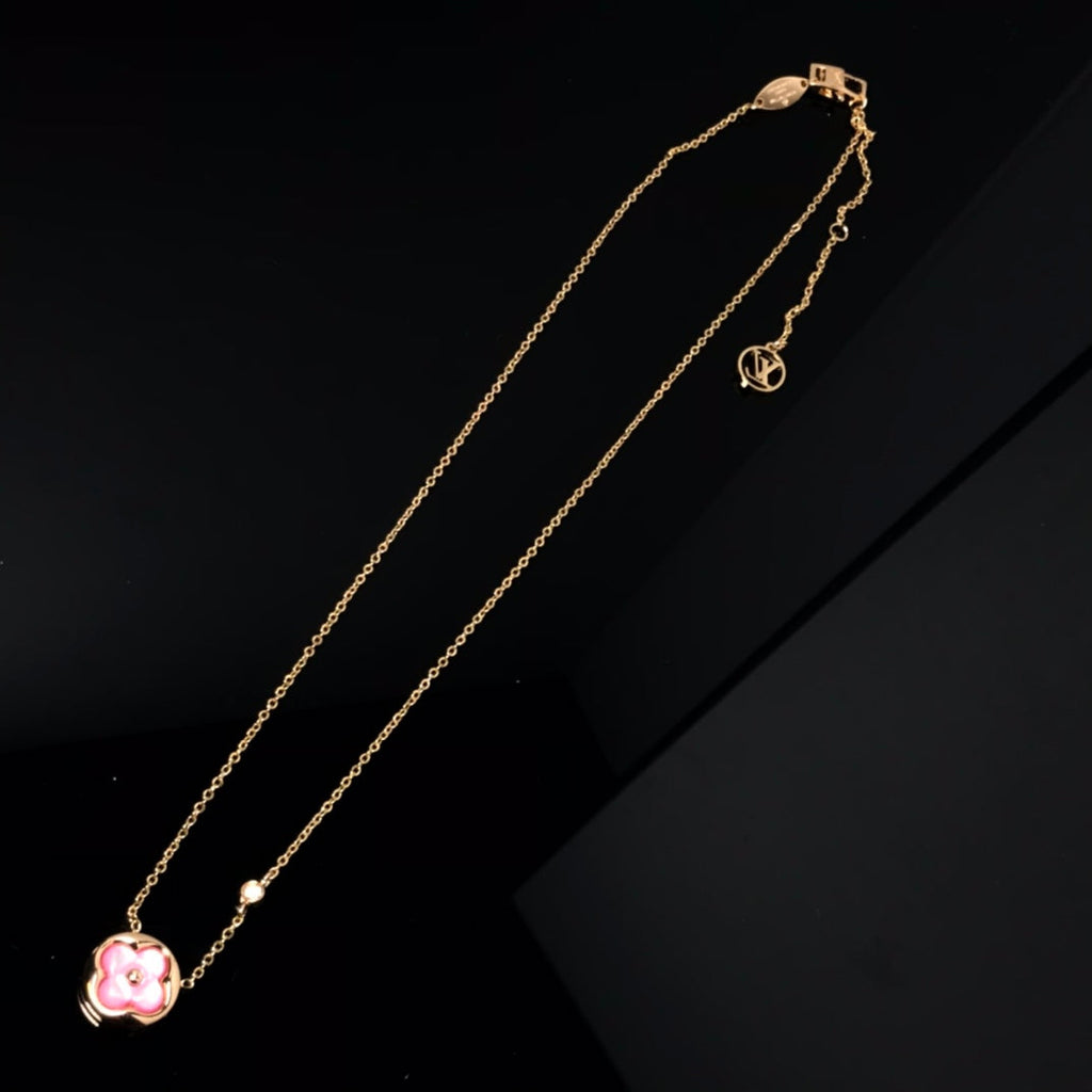 Loco COLOR BLOSSOM PINK MOP SUN GOLD NECKLACE