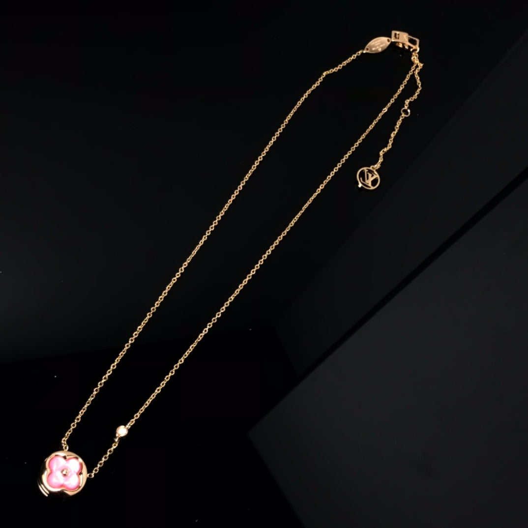 Loco COLOR BLOSSOM PINK MOP SUN GOLD NECKLACE