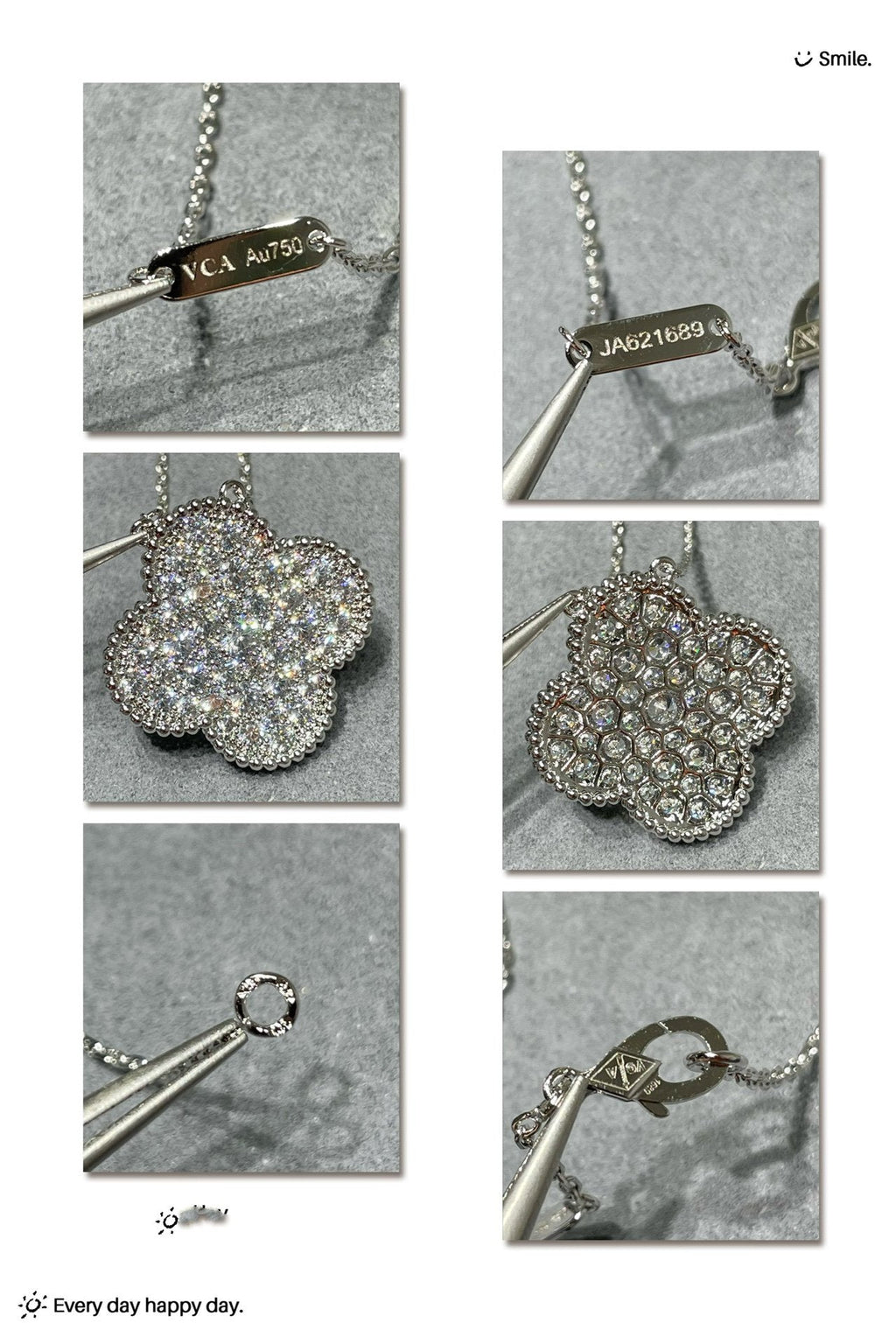 Loco CLOVER 25MM LARGE PENDANT DIAMOND PAVED SILVER NECKLACE