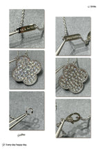 Loco CLOVER 25MM LARGE PENDANT DIAMOND PAVED SILVER NECKLACE