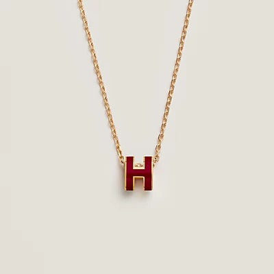 Loco HM CLIC RED ENAMEL GOLD NECKLACE