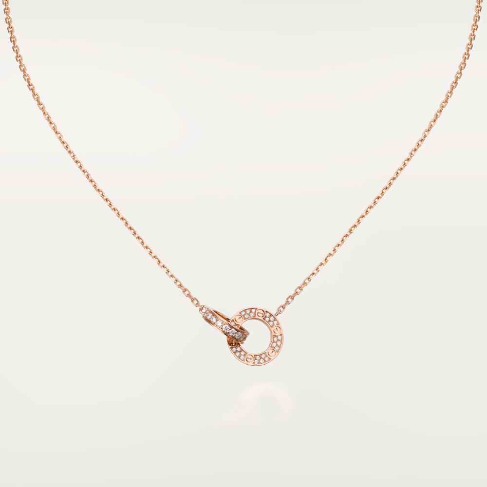 Loco LOVE 7.6MM NECKLACE ROSE GOLD AND SILVER  FULL DIAMOND