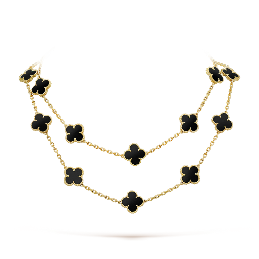 Loco CLOVER 20 MOTIFS ONYX NECKLACE