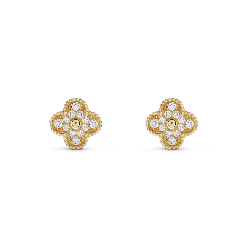 Loco CLOVER MEDIUM 1 MOTIFS FUll DIAMOND EARRINGS