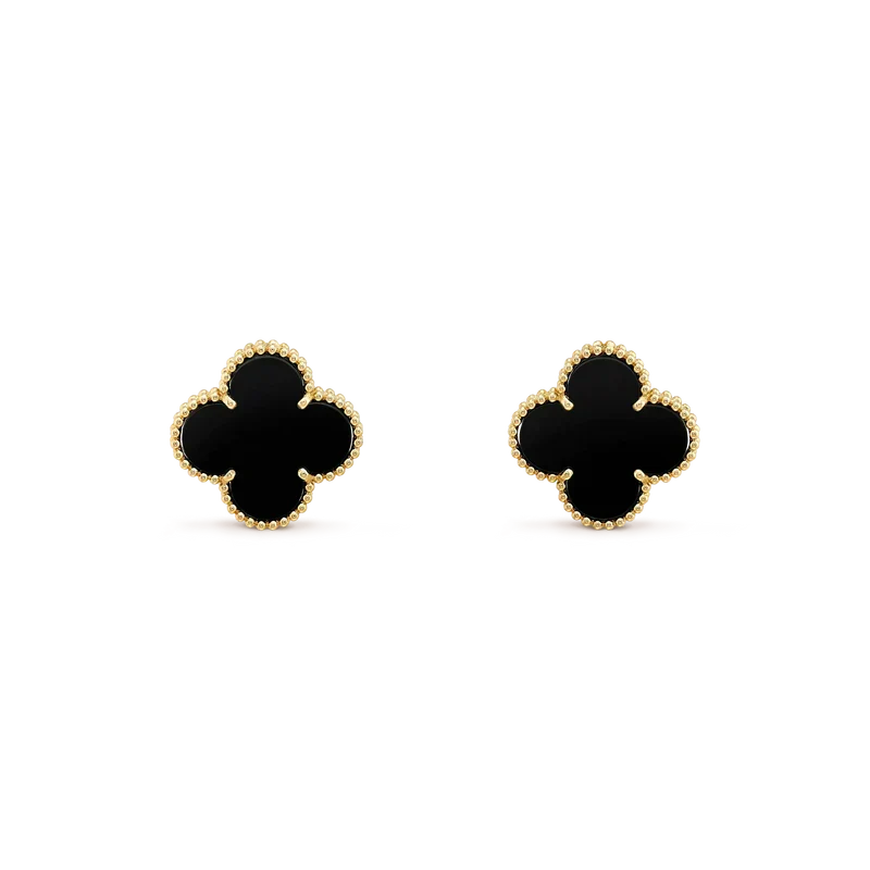Loco CLOVER MEDIUM 1 MOTIFS  ONYX STUD EARRINGS