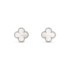 Loco CLOVER MEDIUM 1 MOTIFS  WHITE MOP EARRINGS SILVER