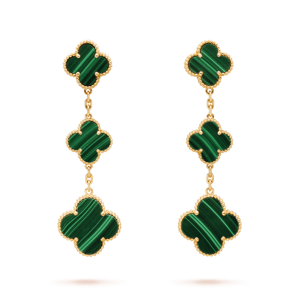 Loco CLOVER MALACHITE 3 MOTIFS GOLD