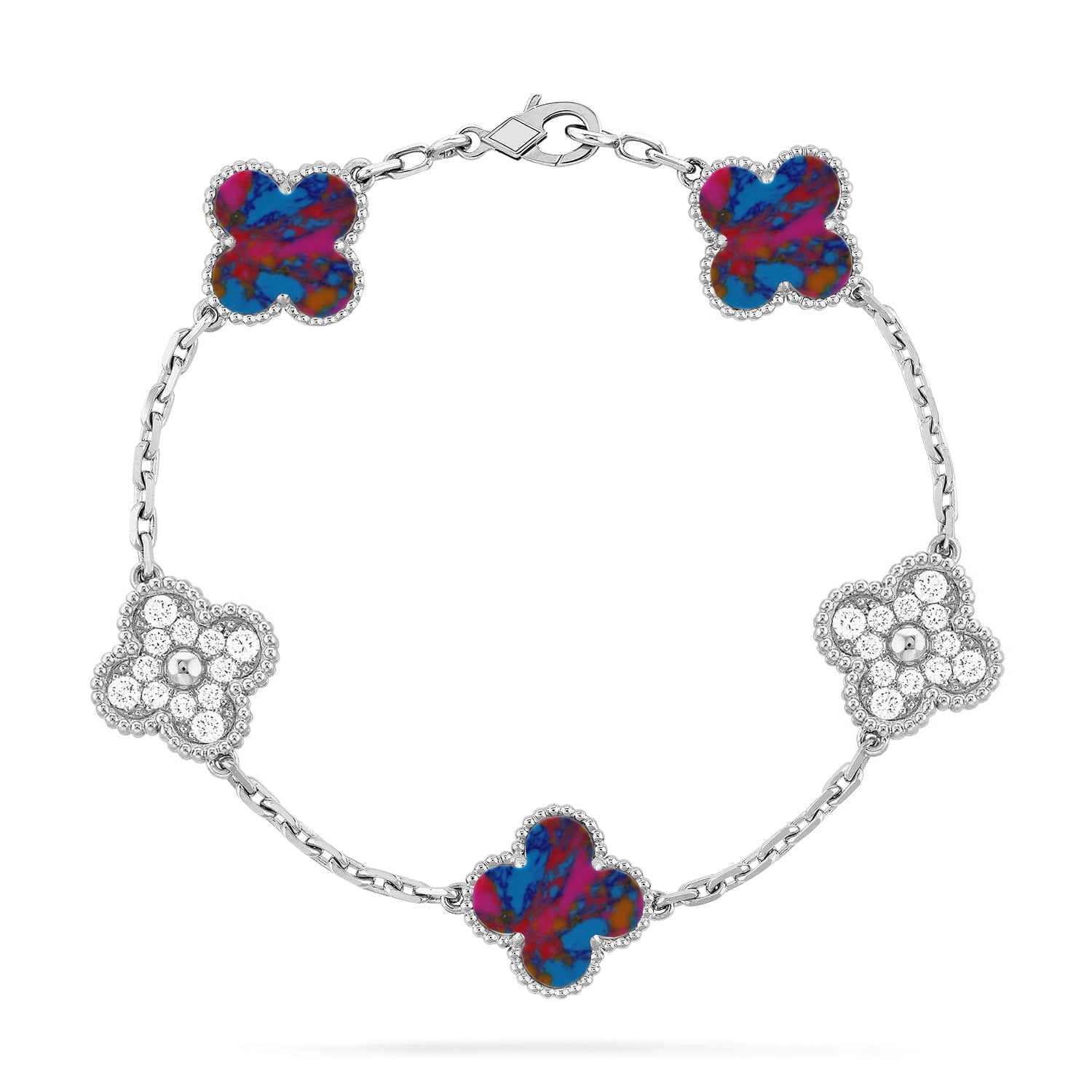 [Loco ]New CLOVER 5 MOTIF COLOR GEMSTONES BRACELET COLLECTION